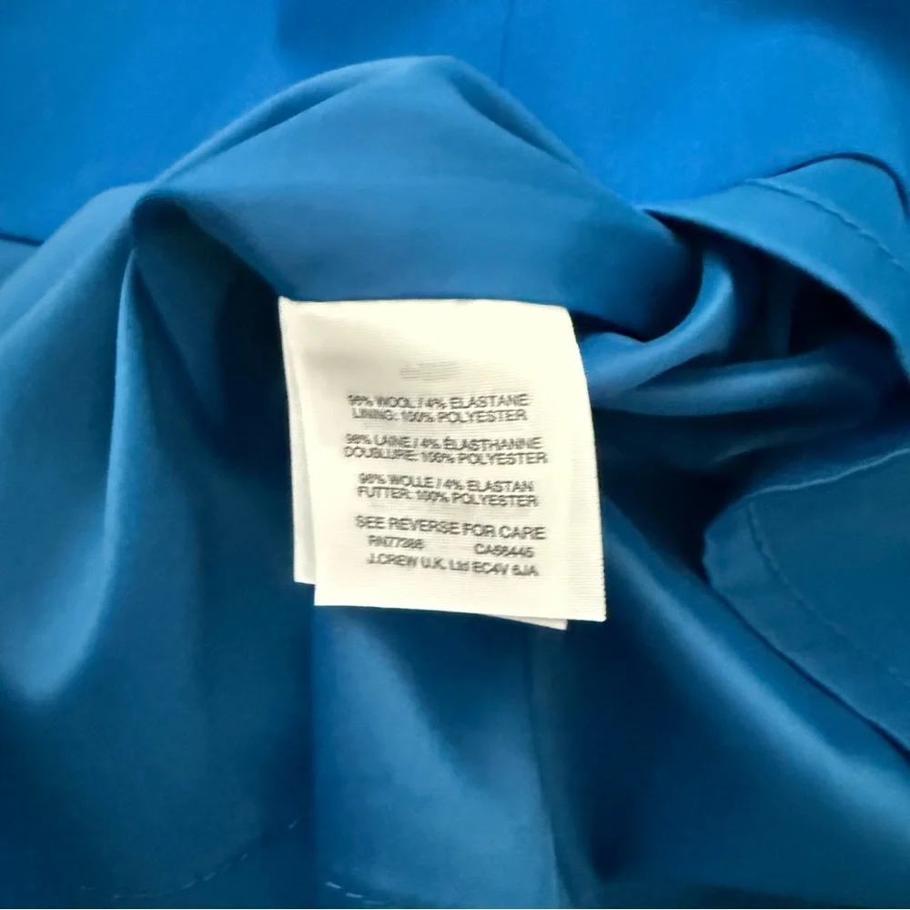 NWT J. Crew Royal Blue Sheath Dress with V-Neck back zipper back vent suiting
